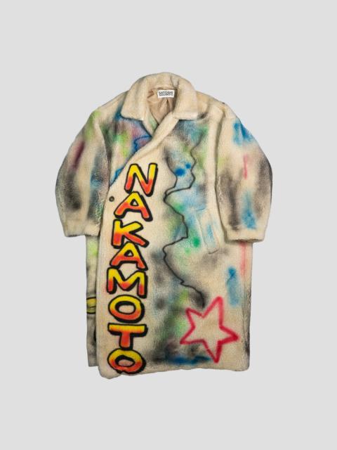 SATOSHI NAKAMOTO AIRBRUSHED SHERPA TRENCH COAT