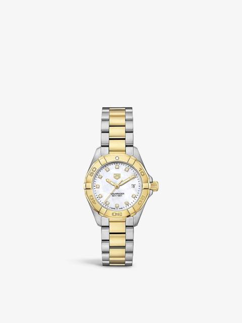 WBD1422.BB0321 Aquaracer 18ct yellow gold-plated stainless-steel, 0.08ct diamond and mother-of-pearl