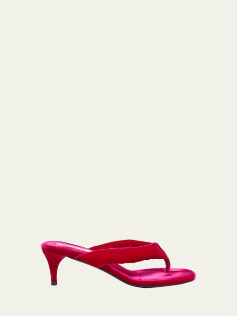Alaïa Velvet Kitten-Heel Thong Sandals