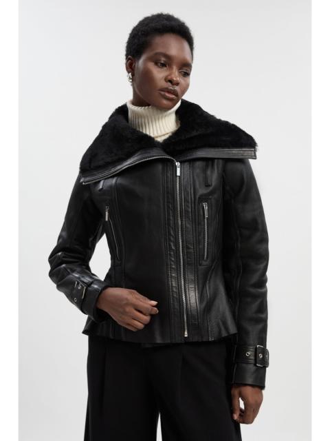 KAREN MILLEN Shearling High Low Jacket