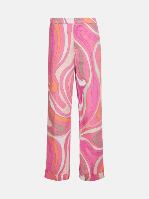 PUCCI Printed high-rise wide-leg cotton pants