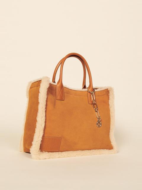 Sandro Leather and fur tote bag