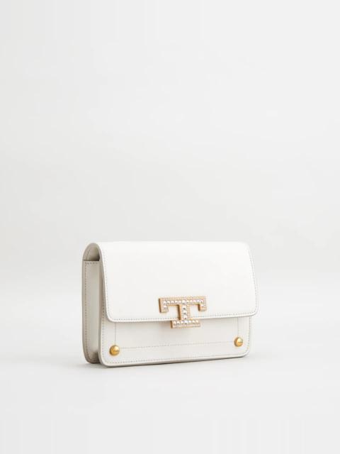 Tod's LEATHER T TIMELESS BELT BAG MICRO - VALENTINE'S DAY EDITION - WHITE