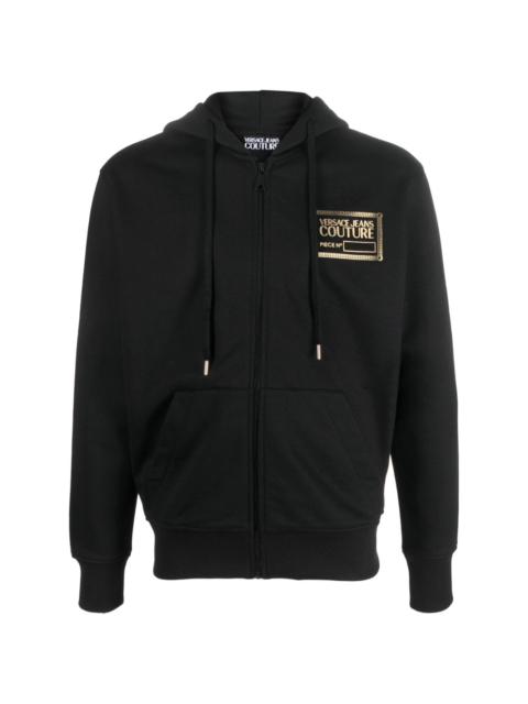 logo-print zip-up hoodie