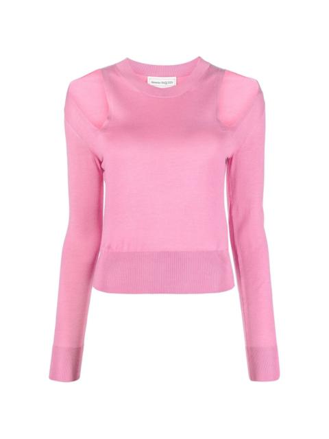 cut-out round-neck jumper