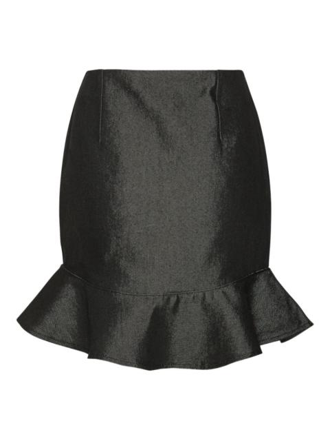 ROTATE ruffle-denim mini skirt