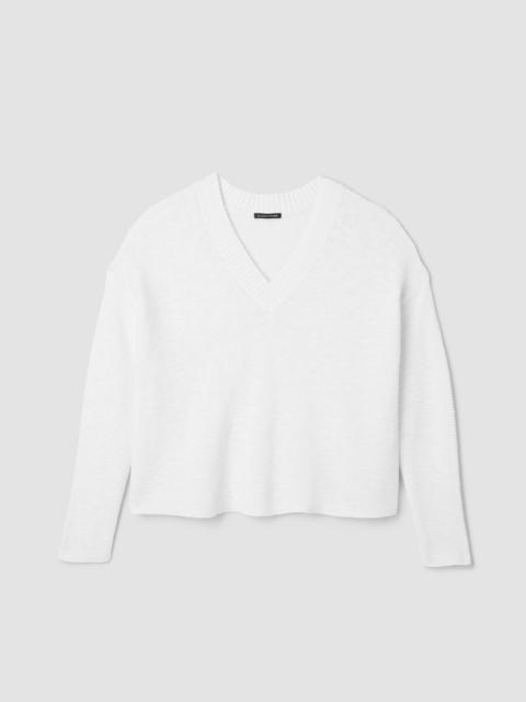 EILEEN FISHER Organic Linen Cotton Slub V-Neck Top