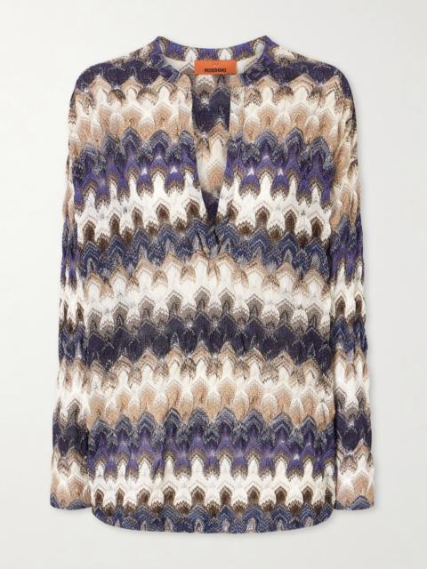 Missoni Metallic Crochet-knit Blouse