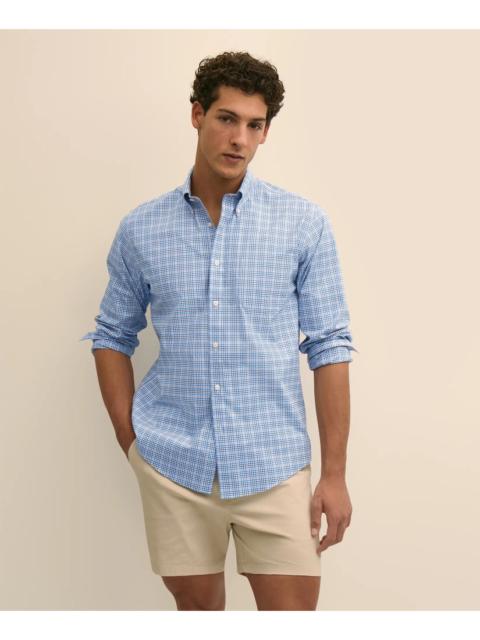 Brooks Brothers Stretch Cotton Non-Iron Broadcloth Polo Button-Down Collar, Multi-Check Sport Shirt