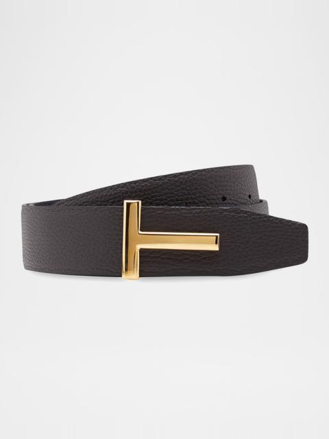 TOM FORD Men's Signature T Leather Belt
