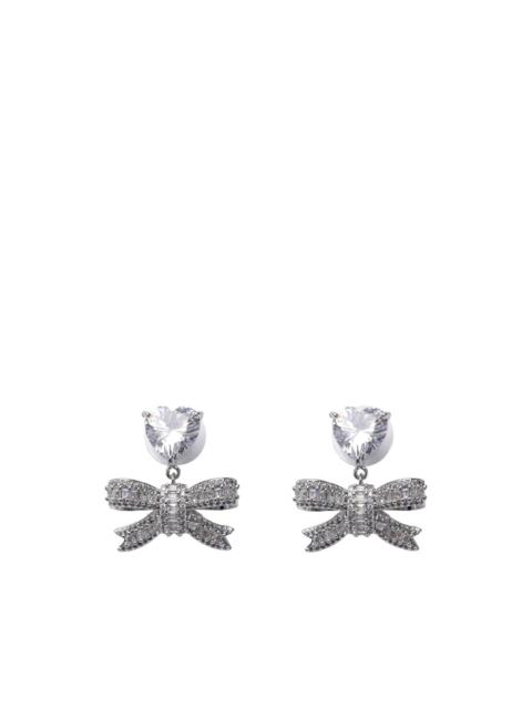 self-portrait crystal heart bow drop earrings