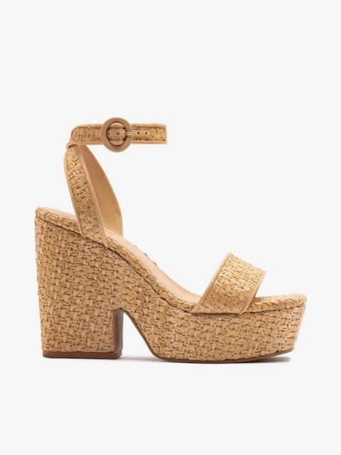 Larroudé Cher Strap Sandal Natural Raffia