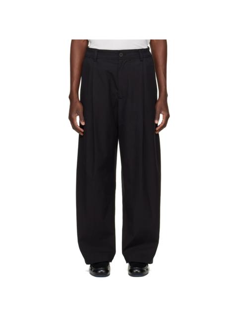 Studio Nicholson Black Shire Cotton Pleated Trousers