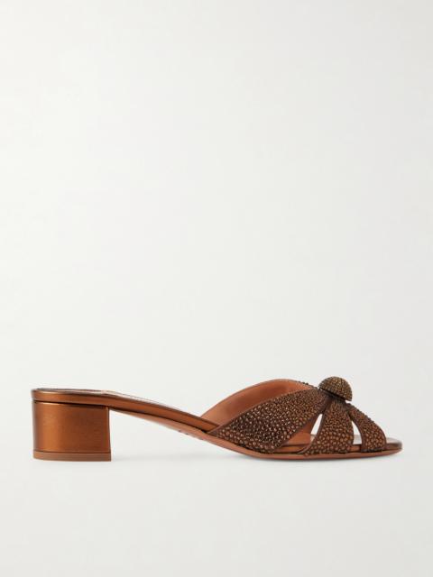 AQUAZZURA Italian Flirt 35 Crystal-embellished Leather Mules