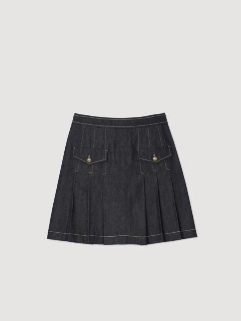 Sandro PLEATED DENIM SKIRT