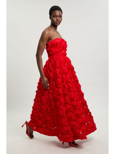 KAREN MILLEN Textured Rosette Prom Maxi Dress