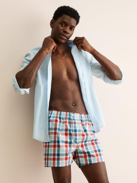 Derek Rose Men's Classic Fit Boxers Barker Cotton Teal & Red Check