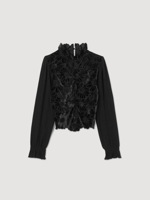 Sandro Floral guipure top