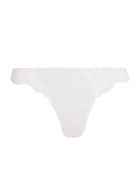 KIKI DE MONTPARNASSE Women's Voltaire Silk & Lace Thong - Ivory