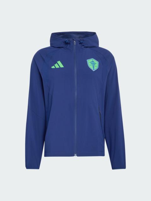 adidas Seattle Sounders Tiro Travel Full Zip Windbreaker