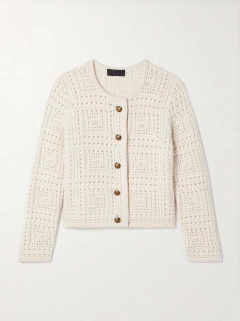 NILI LOTAN Harry pointelle-knit cashmere cardigan Ivory