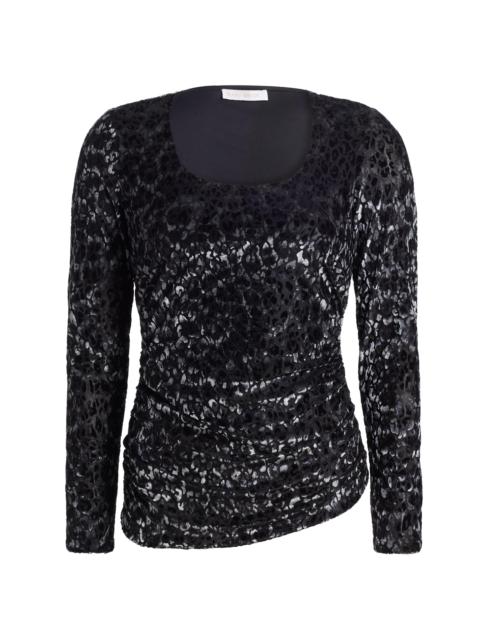RAMY BROOK Women's Lira Leopard-Print Velvet Top - Black Leopard Burnout
