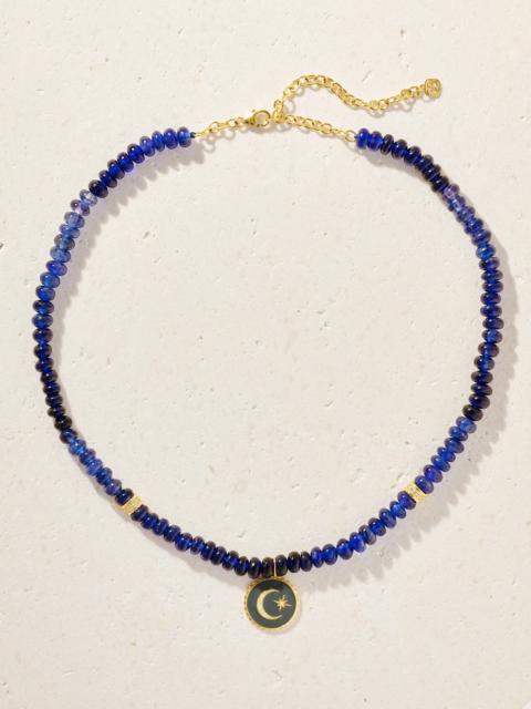 SYDNEY EVAN Celestial 14-karat Gold, Sapphire, Diamond And Enamel Necklace