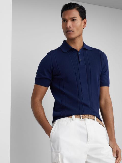 Cotton textured rib knit polo