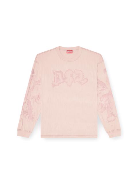 Diesel RELAXED LONG SLEEVE TEE WITH BLOTCHED PRINT