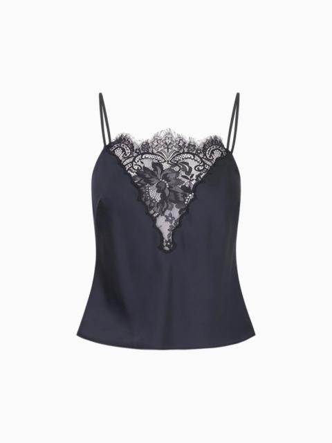 LoveShackFancy Constantina Satin & Lace Top