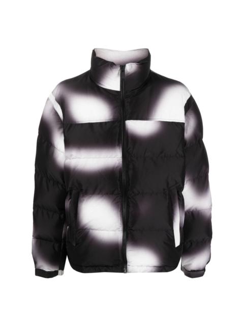 blurred puffer jacket