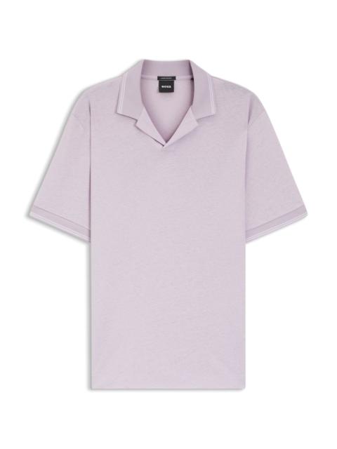 BOSS JOHNNY-COLLAR POLO SHIRT IN COTTON AND LINEN