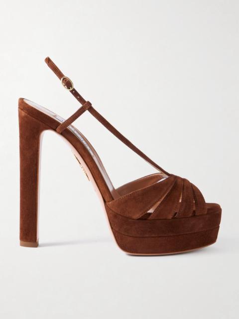 AQUAZZURA Aimée 130 Suede Platform Sandals