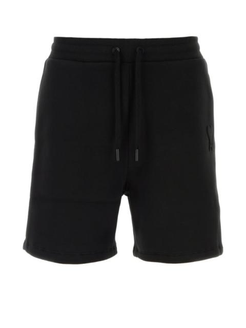 AMI Paris Black cotton blend bermuda shorts
