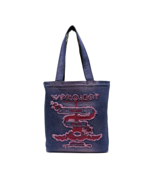 Y/Project embroidered denim tote bag