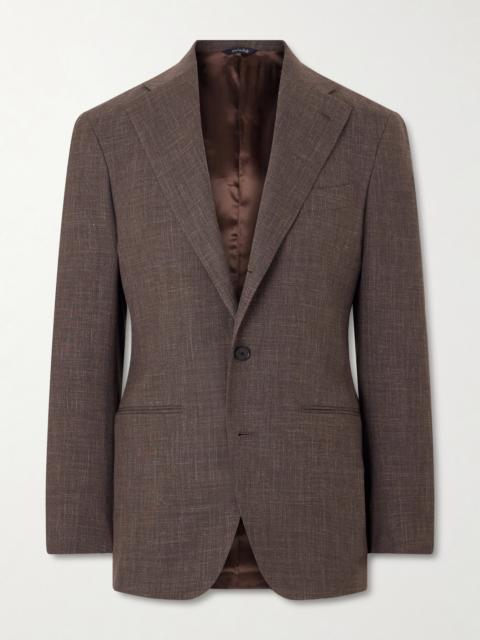 SAMAN AMEL Slim-Fit Wool, Silk and Linen-Blend Suit Jacket
