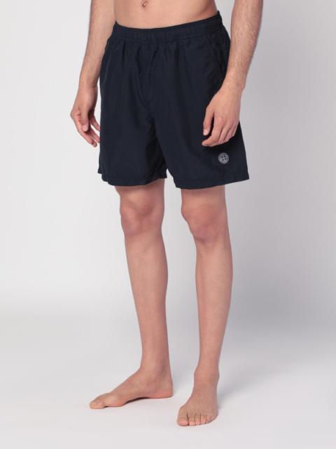 Stone Island Navy blue swim shorts with logo patch