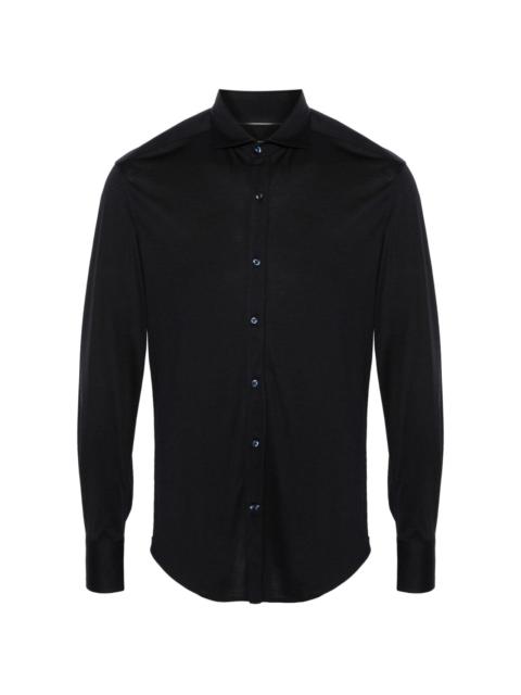 spread-collar jersey shirt