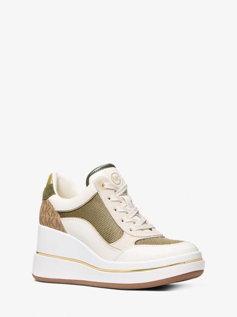 MICHAEL KORS Emmy Mixed-Media Wedge Trainer