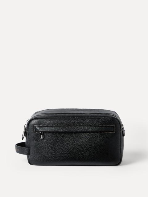 Brunello Cucinelli Grained calfskin beauty case with double zipper