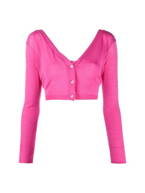cropped button-fastening cardigan