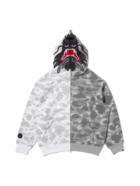 A BATHING APE® BAPE X Clot Camo Split Shark Relaxed Fit Full Zip Hoodie 'White' 0ZXSWM917151P-WHT