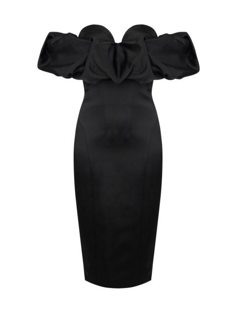 ELISABETTA FRANCHI Women's Duchess Satin 3D Cocktail Dress - Nero