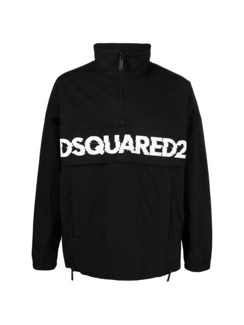 DSQUARED2 logo-print poplin half-zip jacket