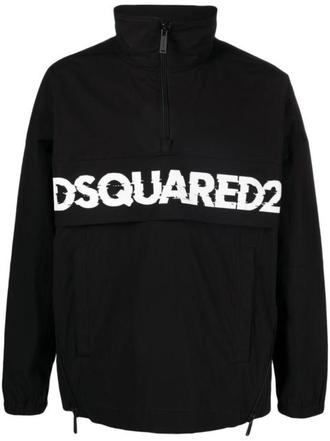 DSQUARED2 logo-print poplin half-zip jacket