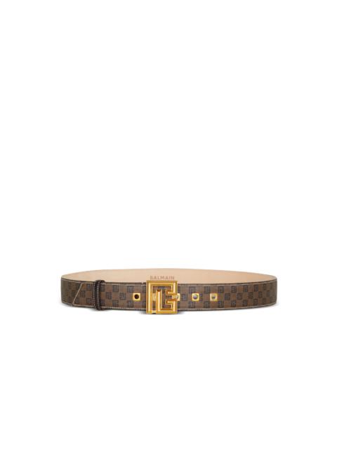 Balmain Waxed monogram canvas P-Belt