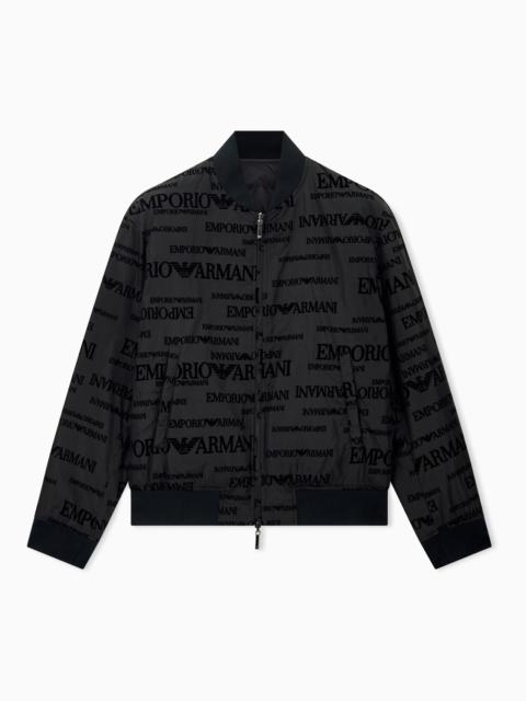 EMPORIO ARMANI DOWN JACKET IN ALL-OVER FLOCKED NYLON WITH A REGULAR FIT