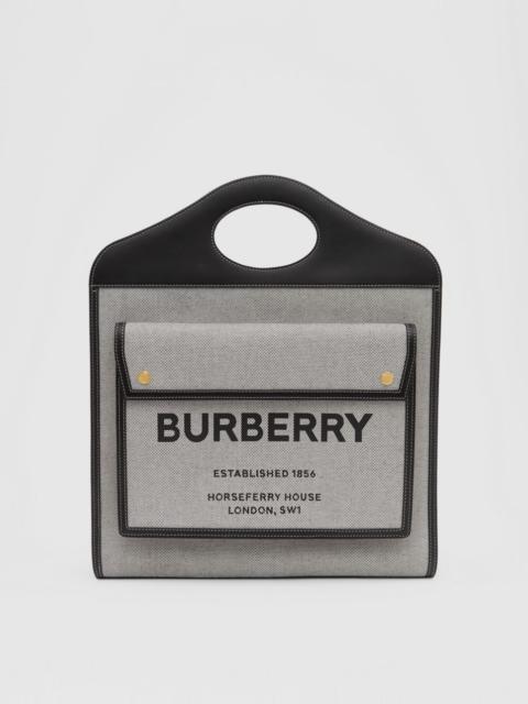 Burberry Medium Two-tone Canvas and Leather Pocket Bag