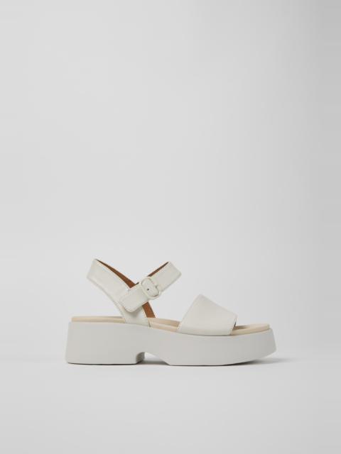 CAMPER Tasha White Leather Sandals for Women.