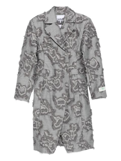 GANNI frayed cloud-print coat